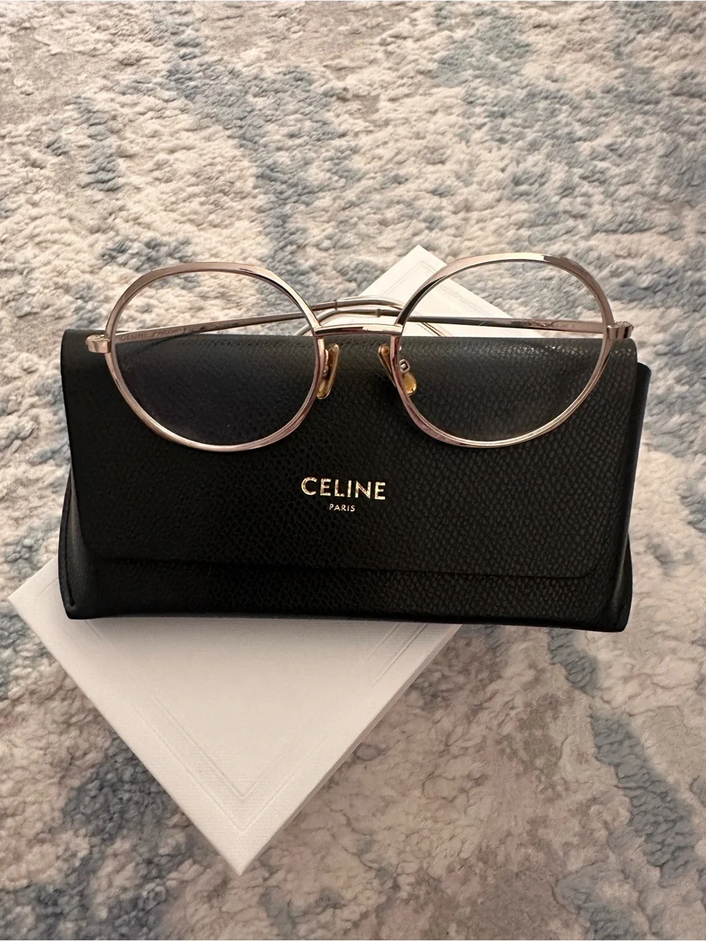 Celine Round Metal Glasses in Rose Gold with Black Case